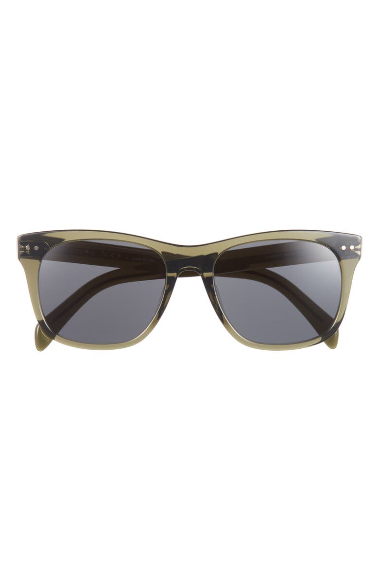 CELINE Triomphe 54mm Square Sunglasses, Main, color, Shiny Dark Green / Smoke