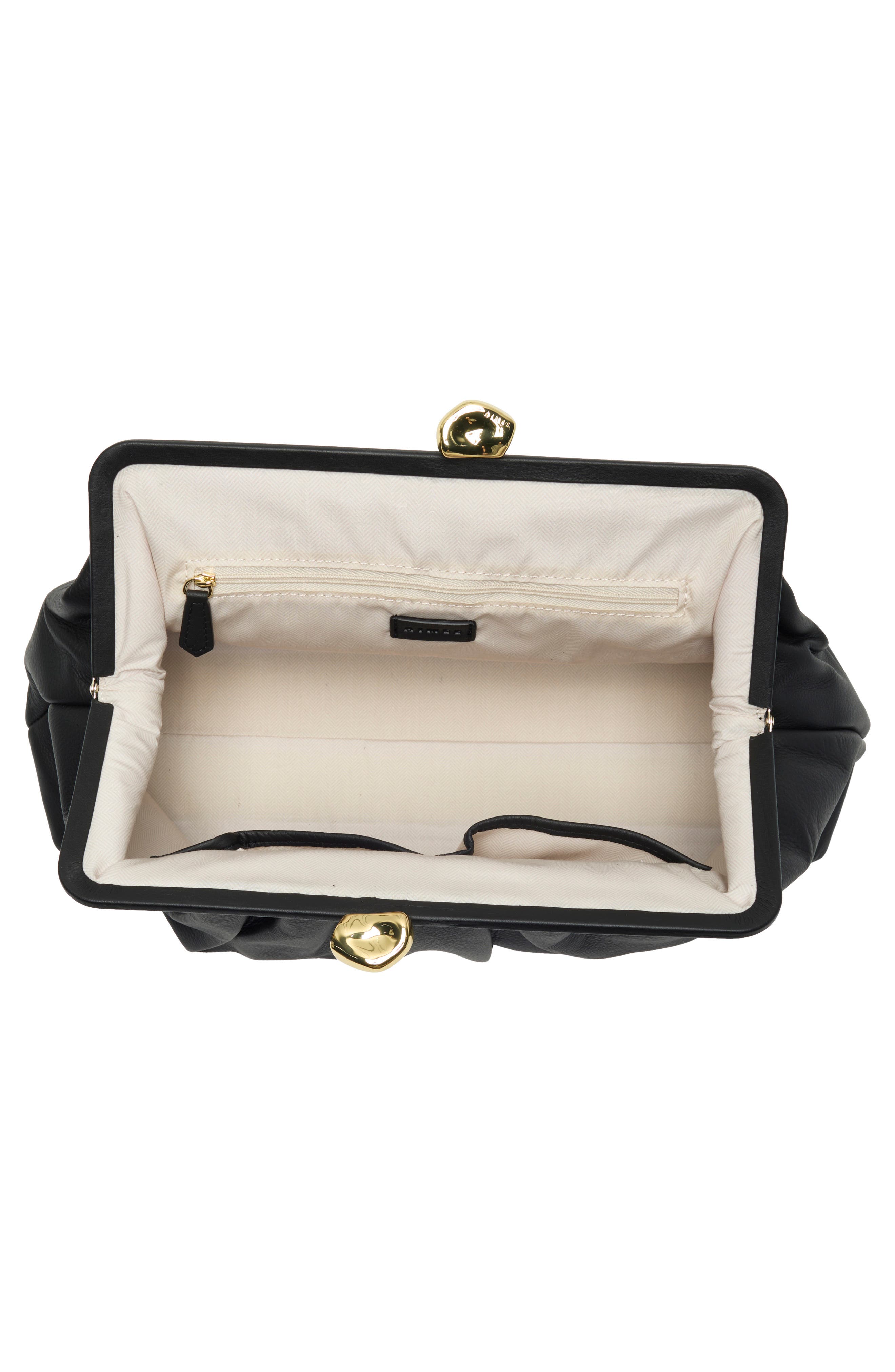 Frame XL Leather Clutch, Alternate, color, BLACK