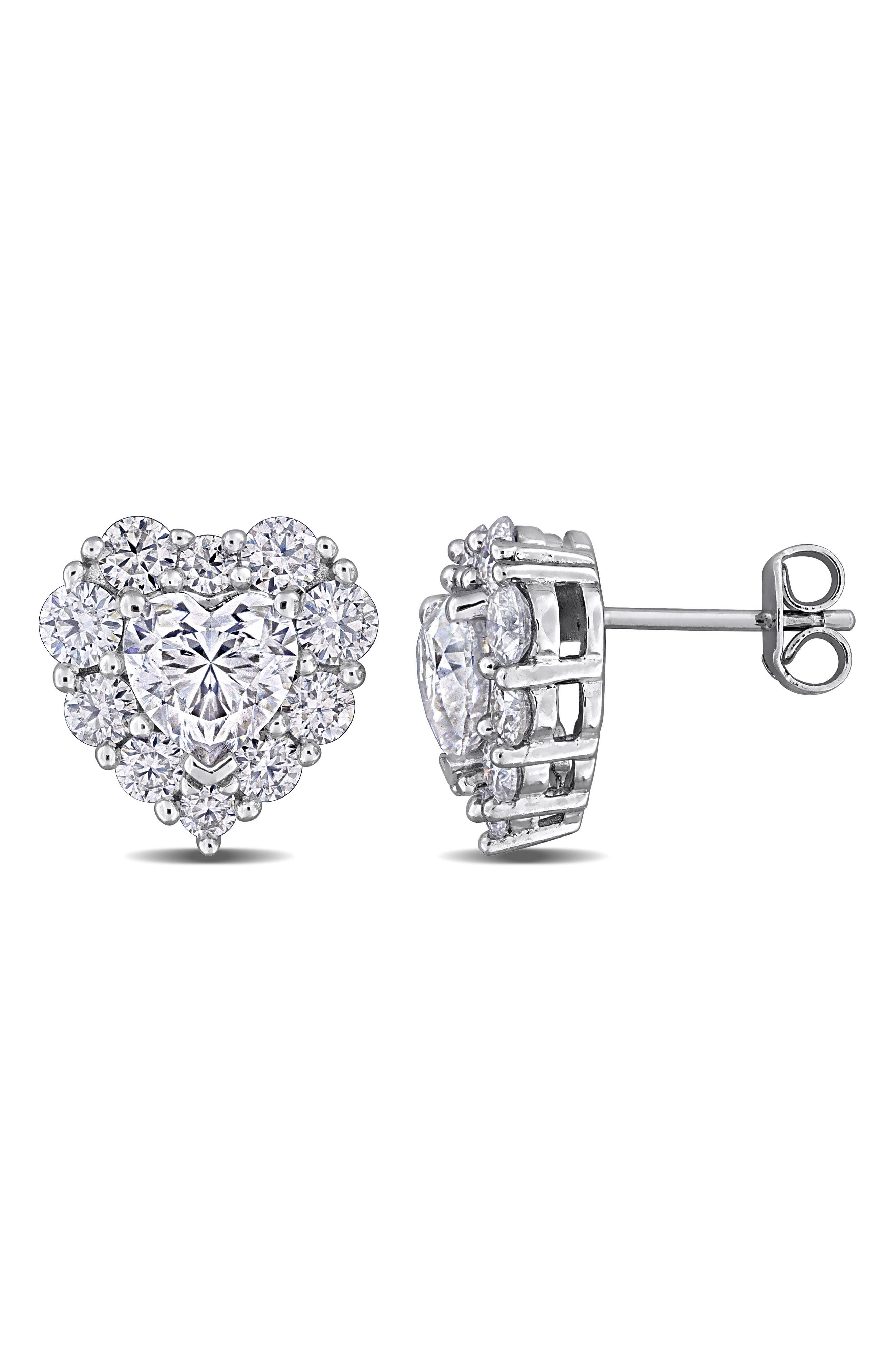 DELMAR Lab-Created Moissanite Heart Stud Earrings (Women) | Nordstromrack