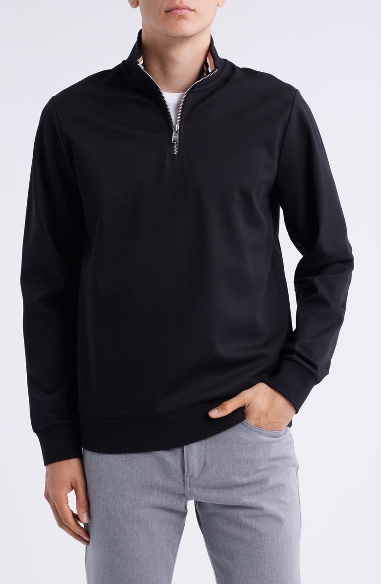BOSS Stimmann Half Zip Top, Main, color, Black