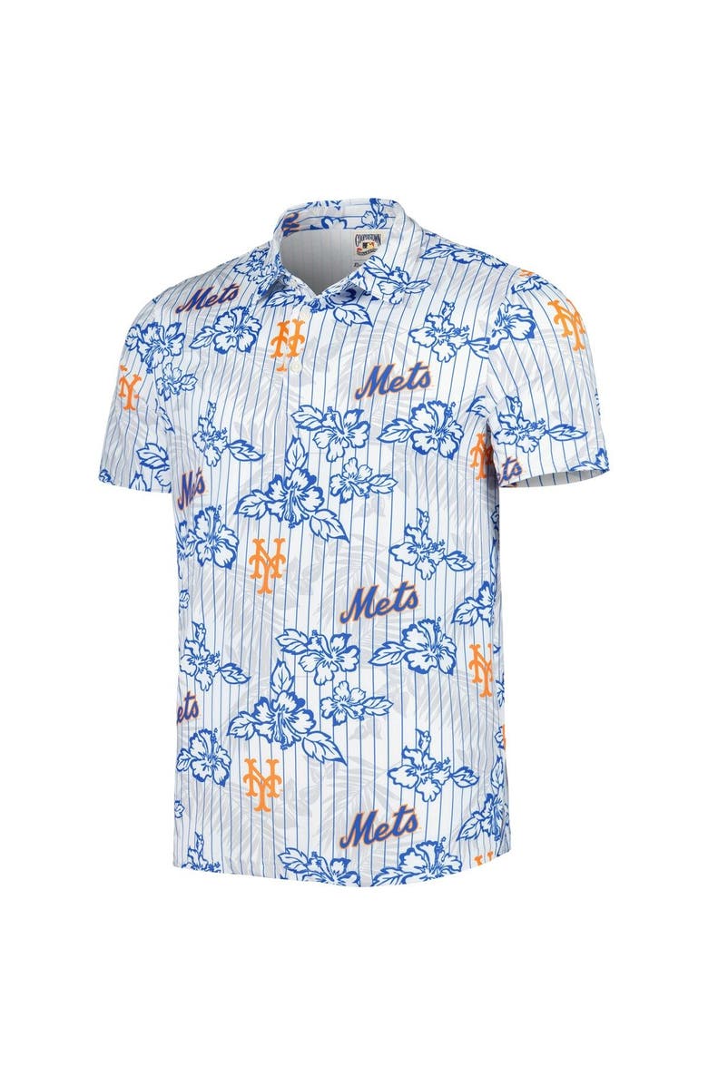 Reyn Spooner Men's Reyn Spooner White New York Mets Cooperstown Collection Puamana Print Polo, Alternate, color, White