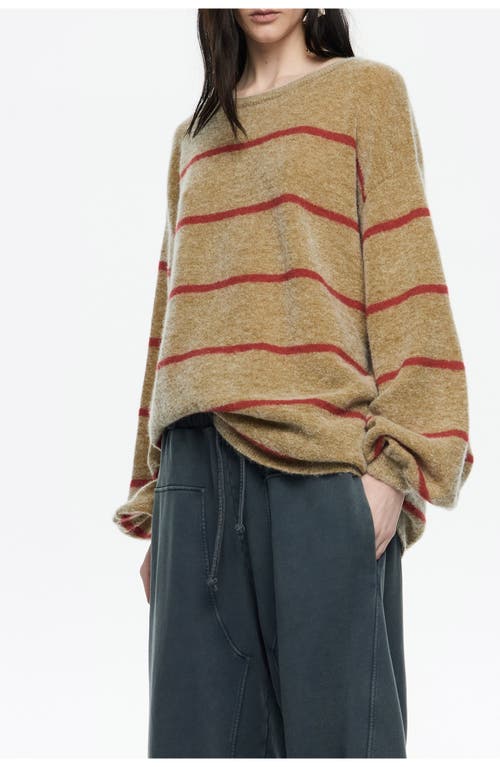 Bimba Y Lola Striped Mohair Sweater In Brown