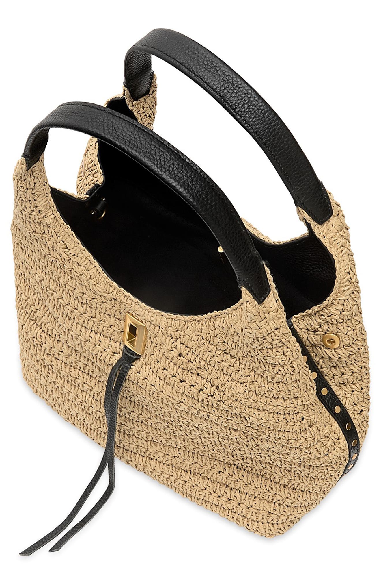 Rebecca Minkoff Darren Straw Carrysome Bag, Alternate, color, Natural/ Black