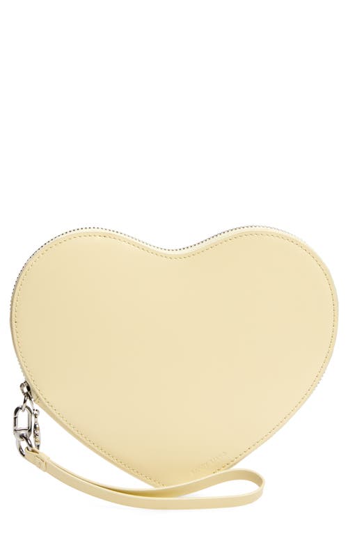 Sandy Liang Heart Leather Wristlet in Butter 