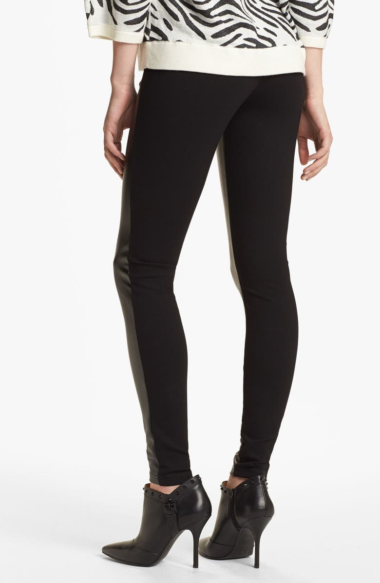 Nordstrom 'Double Trouble' Knit & Faux Leather Leggings, Alternate, color, 