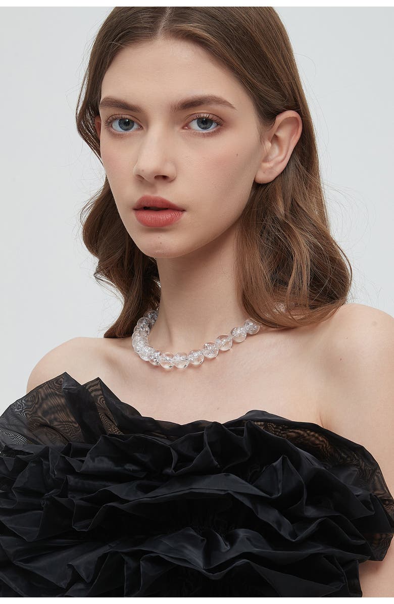 Classicharms Frostnova Azeztulite Clear Phantom Large Crystal Sphere Necklace-14mm, Alternate, color, Silver