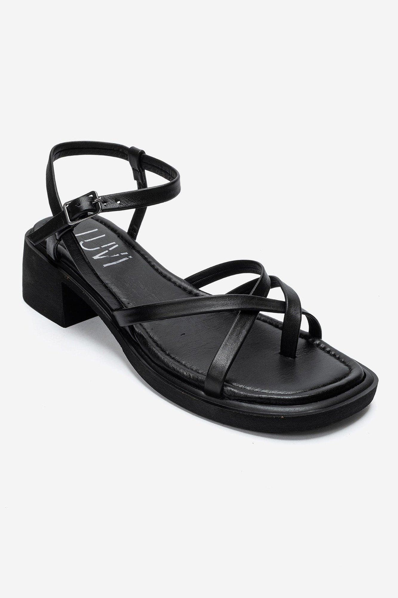 Cirelle Leather Block Heel Sandal, Alternate, color, Black
