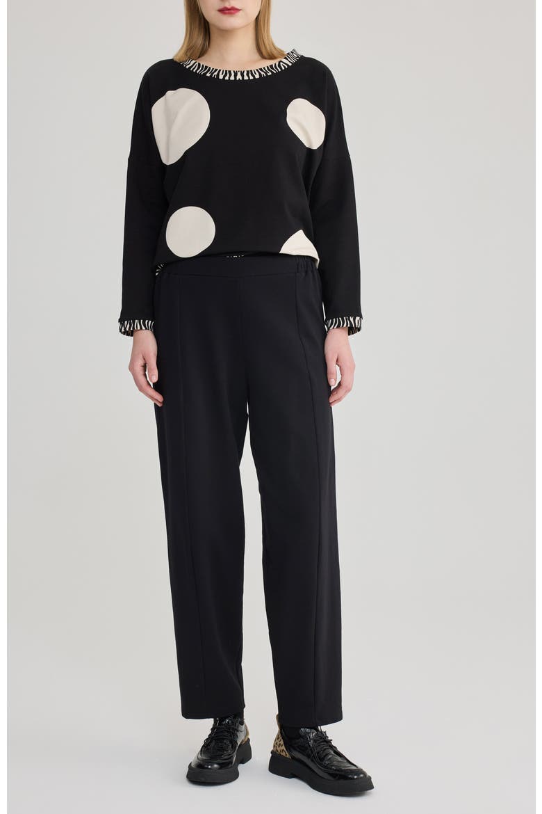 Maja O-Shape Cotton Jersey Pants, Alternate, color, Black