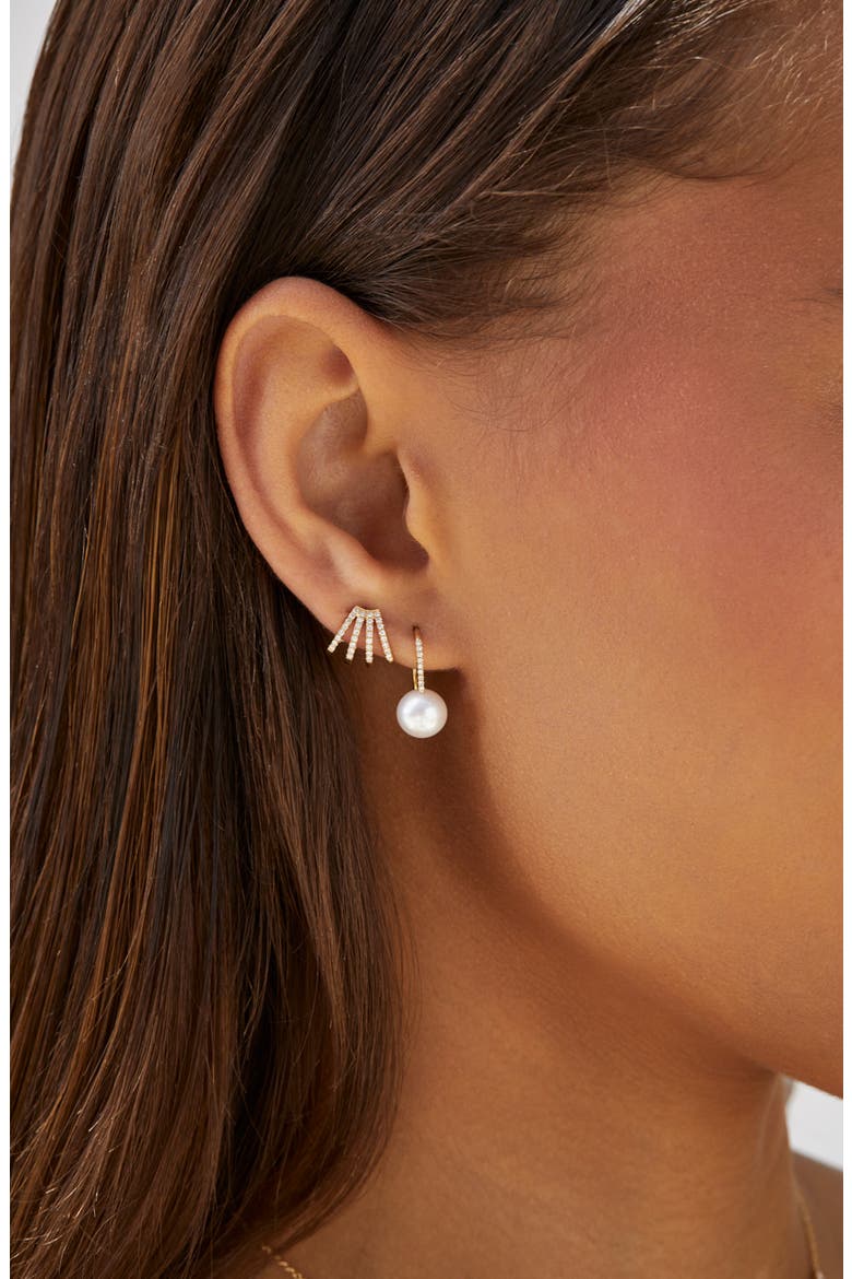 14K Gold Pavé Diamond Mother-of-Pearl Ball Drop Earrings, Alternate, color, 14K YELLOW GOLD