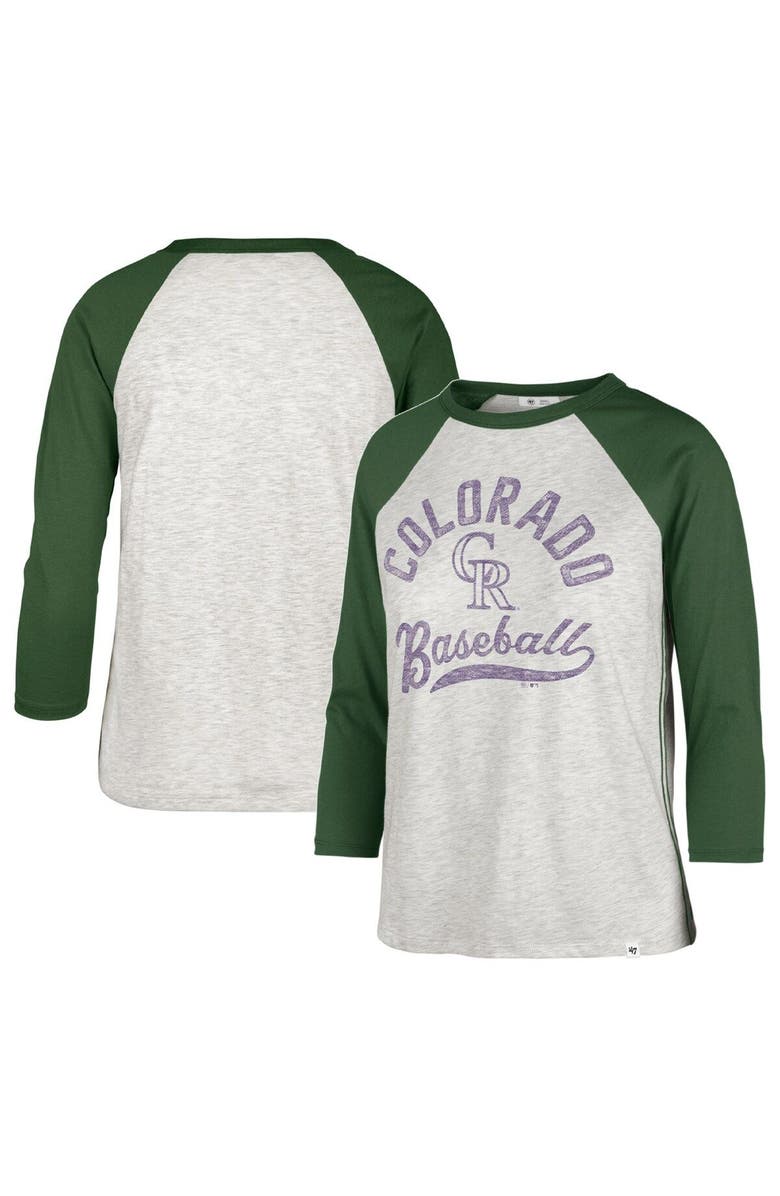 '47 Women's '47 Gray Colorado Rockies City Connect Retro Daze Ava Raglan 3/4-Sleeve T-Shirt, Main, color, 