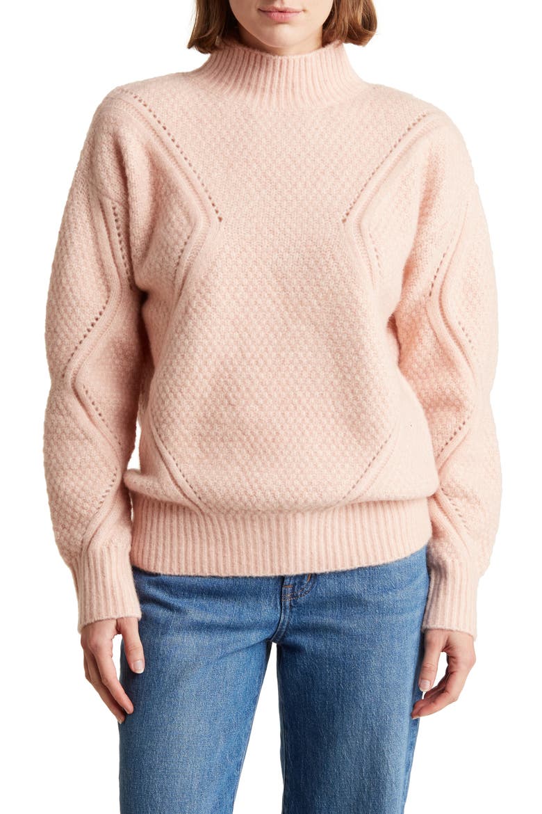 Oversize Mock Neck Pullover Sweater, Main, color, BLUSH