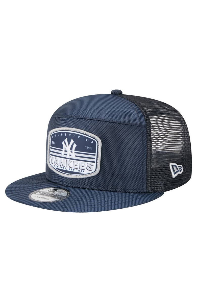 New Era Men's New Era  Navy New York Yankees Split Panel 9FIFTY Trucker Snapback, Main, color, 