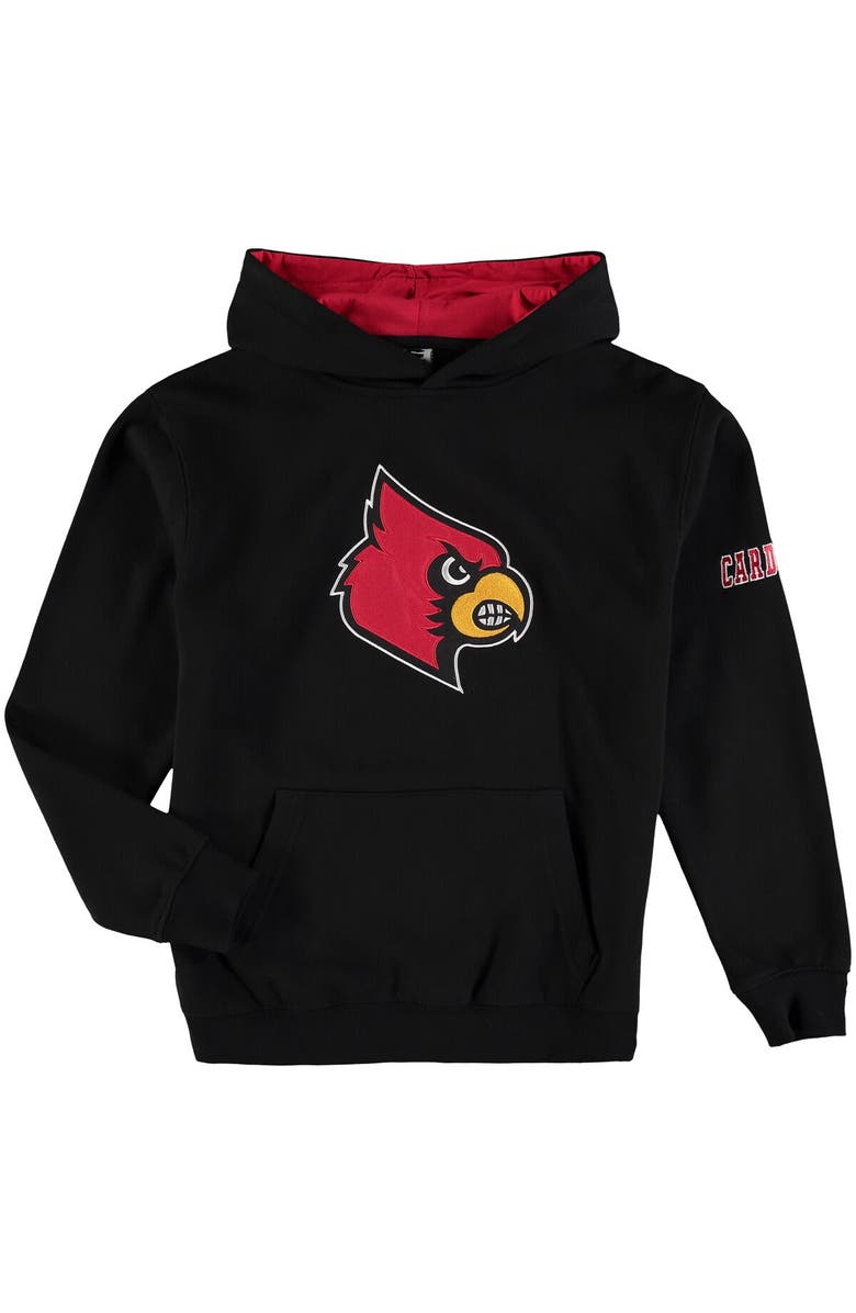 STADIUM ATHLETIC Youth Black Louisville Cardinals Big Logo Pullover Hoodie, Main, color, Black