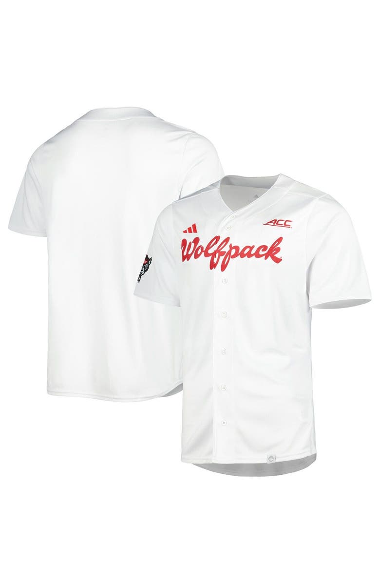 adidas Men's adidas White NC State Wolfpack Team Baseball Jersey, Main, color, 