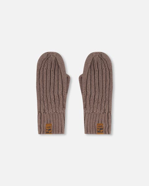 Boy's Knit Mittens Taupe