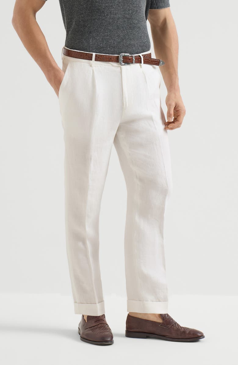 Brunello Cucinelli Gabardine garment dyed trousers, Alternate, color, Snow
