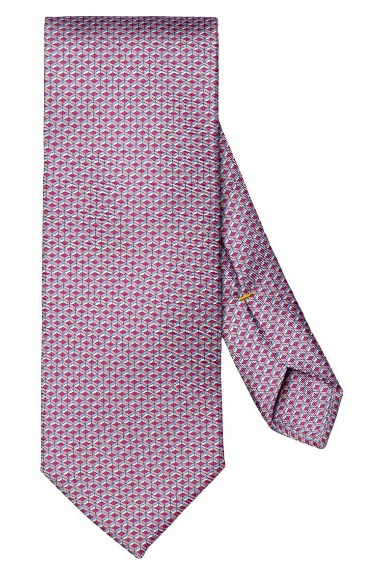 Pink Geometric Print Silk Twill Tie, Main, color, MEDIUM PINK