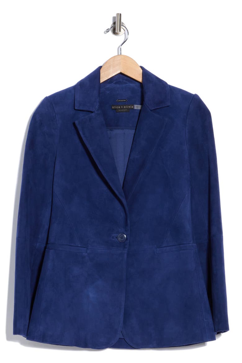 Macey Suede Notch Collar Blazer, Main, color, INDIGO