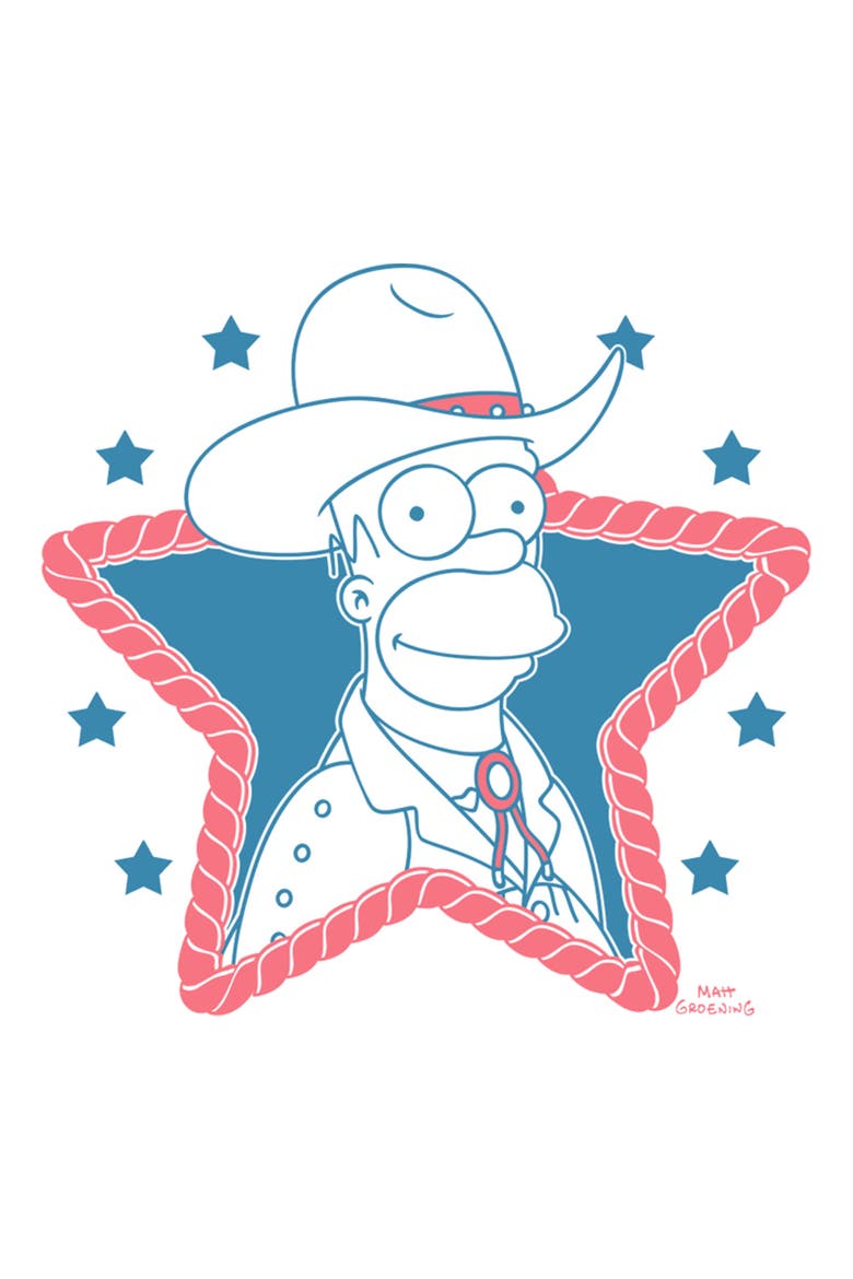 Boy's The Simpsons Western Cowboy Homer  Graphic T-Shirt, Alternate, color, White