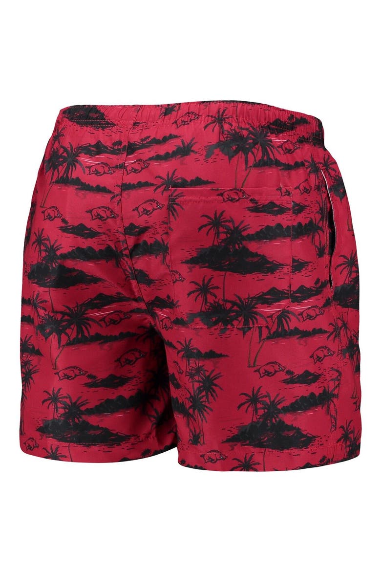 Men's FOCO Cardinal Arkansas Razorbacks Island Palm Swim Trunks, Alternate, color, Cardinal