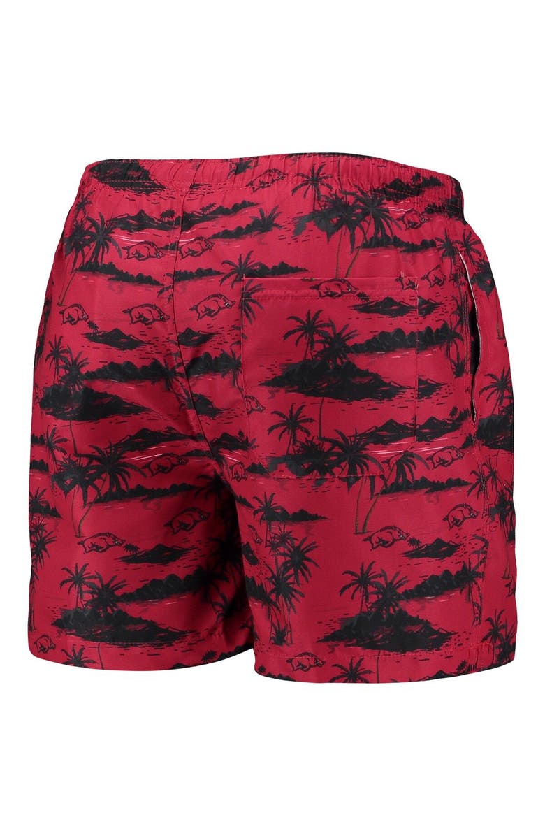 FOCO Men's FOCO Cardinal Arkansas Razorbacks Island Palm Swim Trunks, Alternate, color, Cardinal