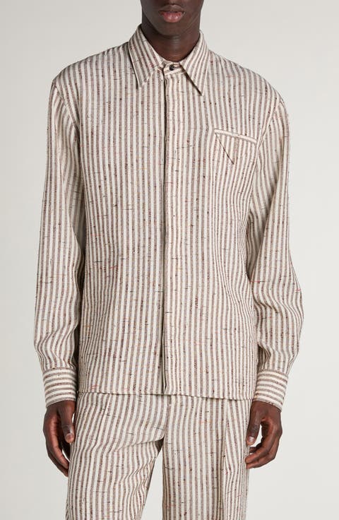 Flecked Stripe Button-Up Shirt