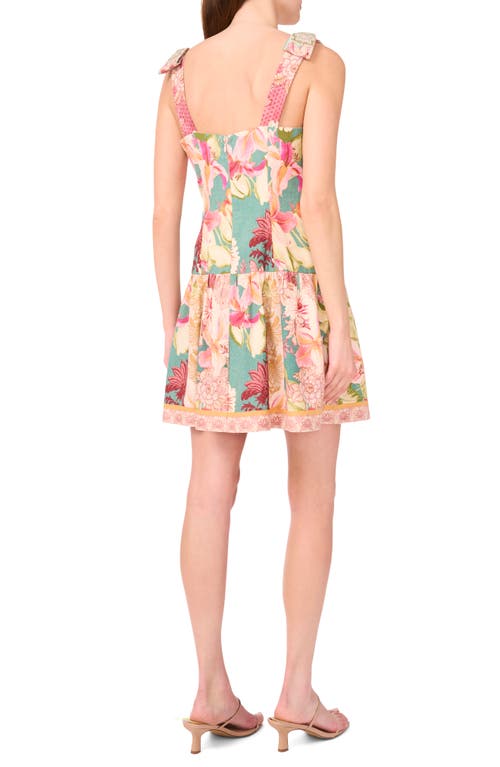Cece Floral Tie Strap Minidress In Multi