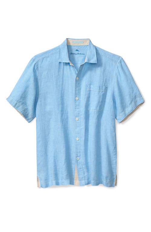 Tommy Bahama Paradise Breezer Short Sleeve Linen Button-up Shirt In Glass Bead Blue
