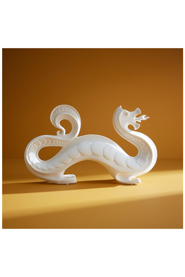 Dragon Objet Ceramic Sculpture, Alternate, color, White