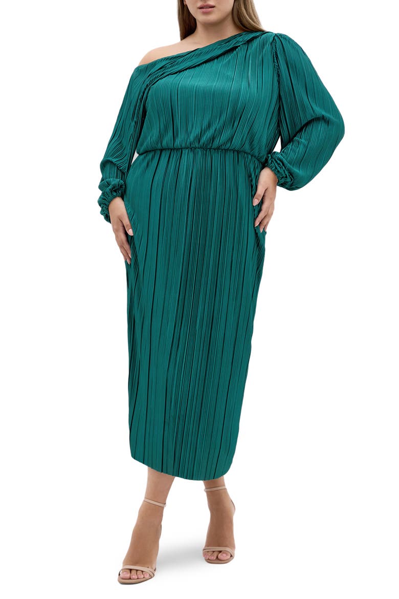Jay Long Sleeve Midi Dress, Main, color, JADE