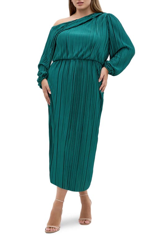 City Chic Jay Long Sleeve Midi Dress In Green