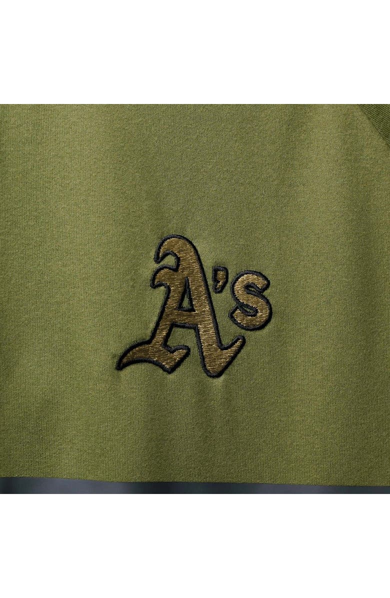 LEVELWEAR Men's Levelwear Olive Oakland Athletics Delta Sector Raglan Polo, Alternate, color,