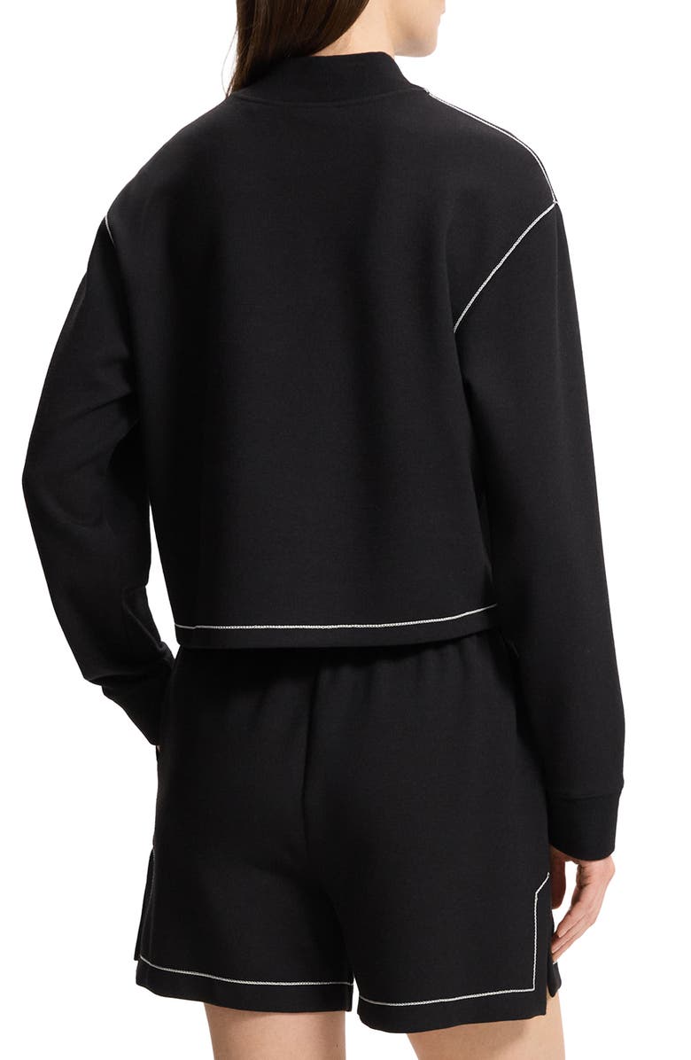 Theory Half Zip Crop Sweatshirt, Alternate, color, Black