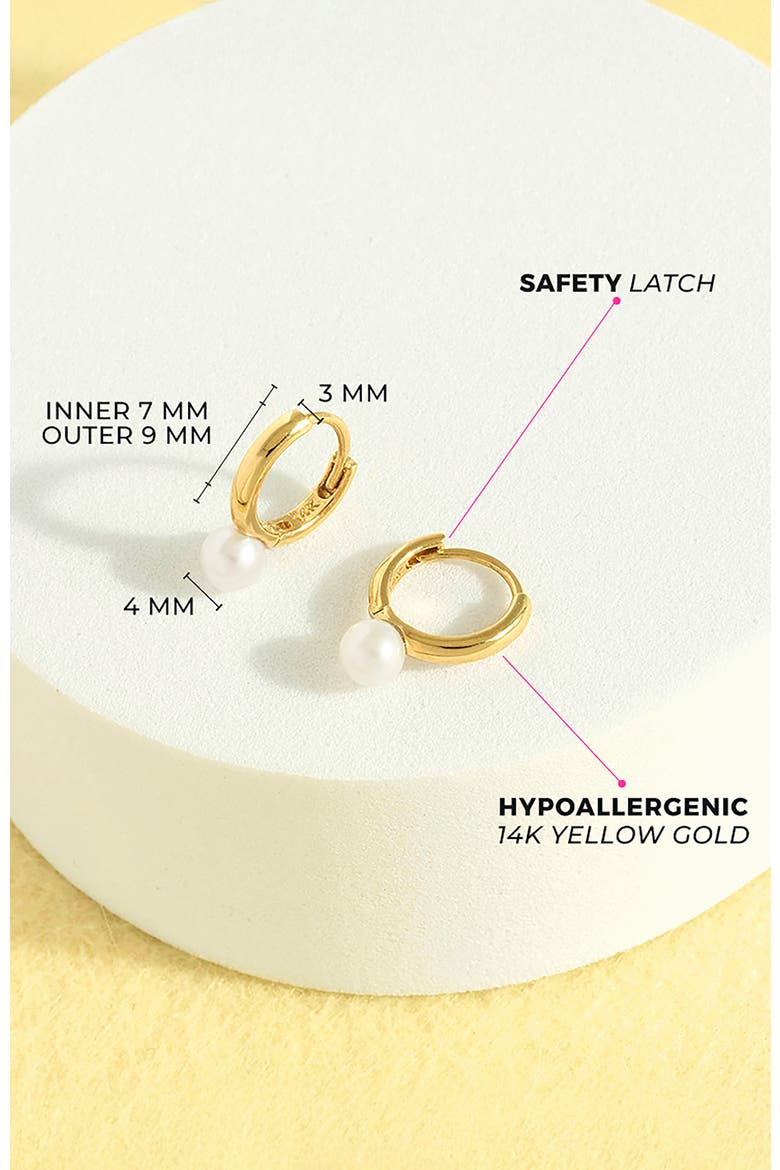 14k Gold Tiny Pearl Hoops, Alternate, color, White