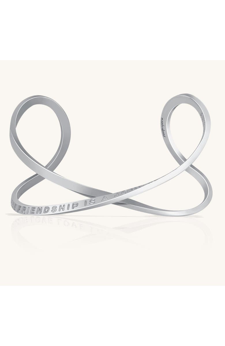Mantra A True Friendship Is A Journey Without An End - Infinity Cuff, Main, color, Silver
