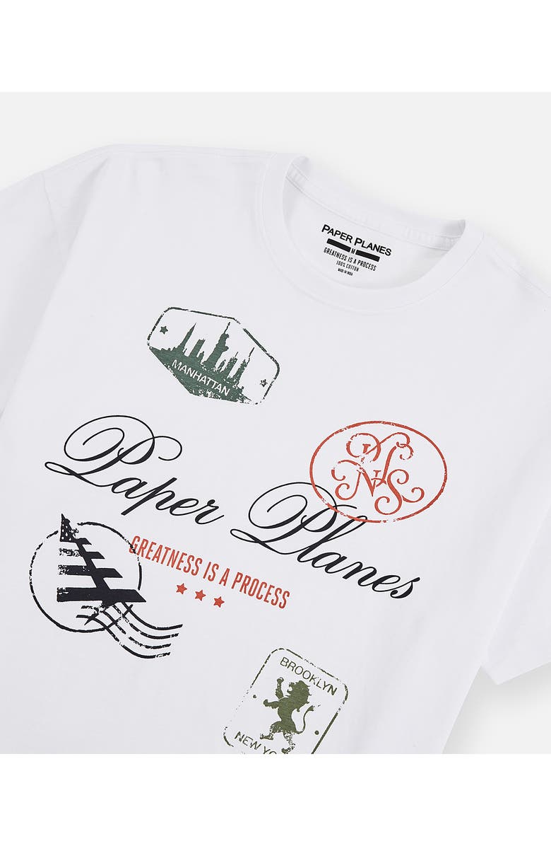 PAPER PLANES Postcard Graphic T-Shirt, Alternate, color, White