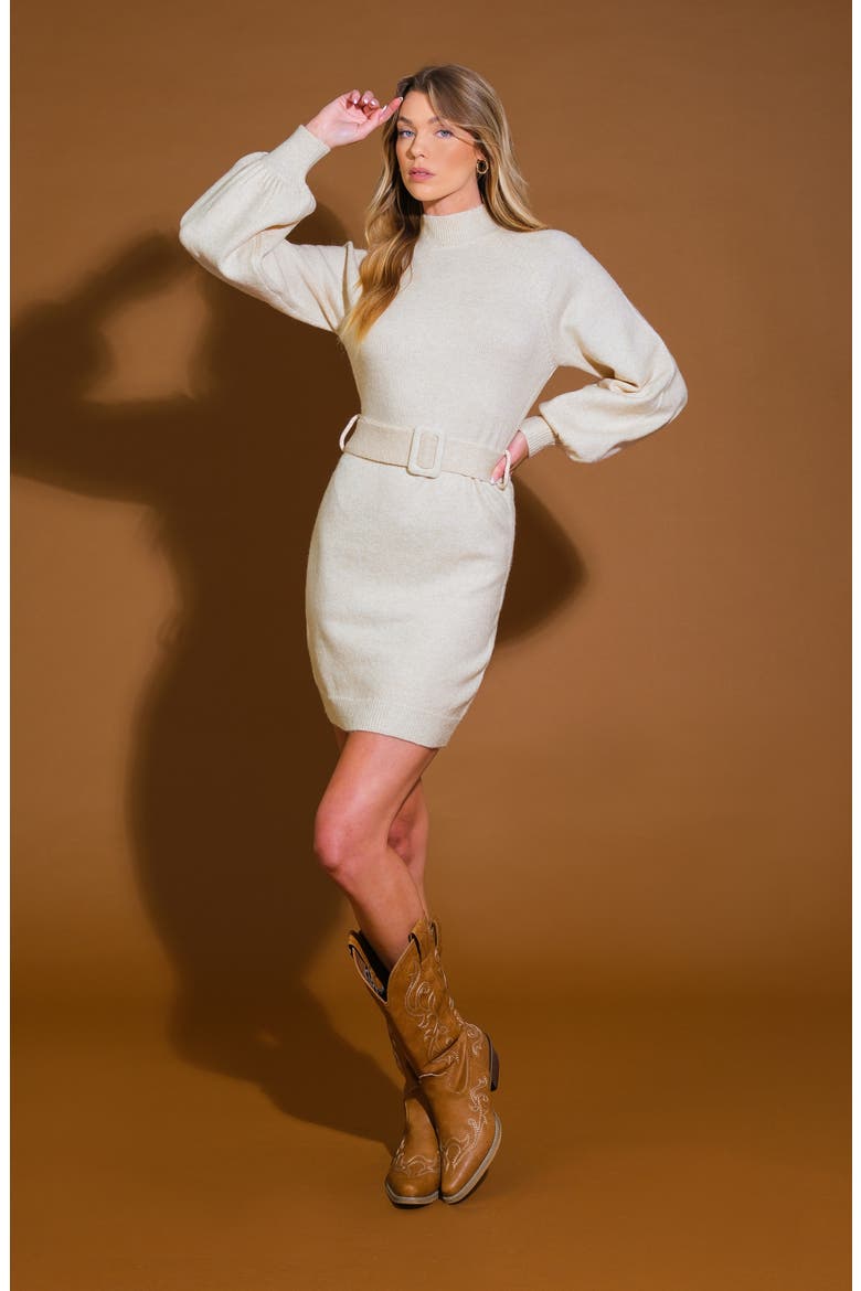 Long Sleeve Sweater Minidress, Alternate, color, CREAM