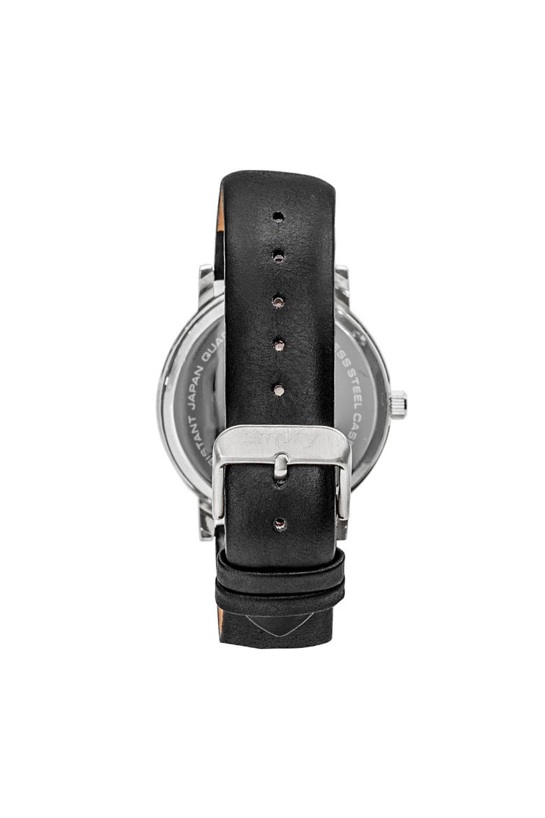 The 7000 Leather-Band Watch, Alternate, color, Silver/Black