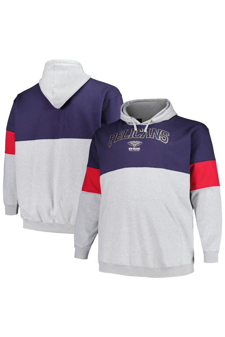 Men's Fanatics Branded Navy/Red New Orleans Pelicans Big & Tall Pullover Hoodie, Main, color, Navy