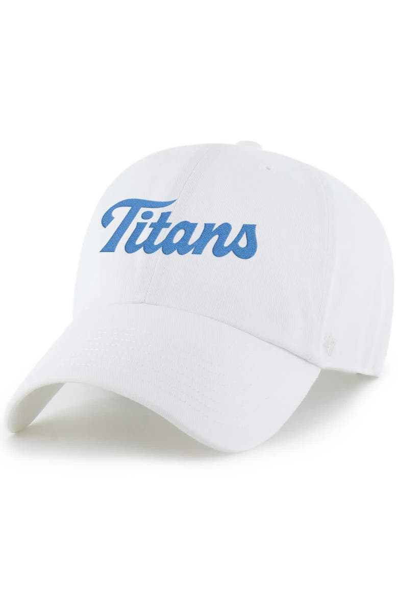 Men's '47  White Tennessee Titans Script Clean Up Adjustable Hat, Main, color, White