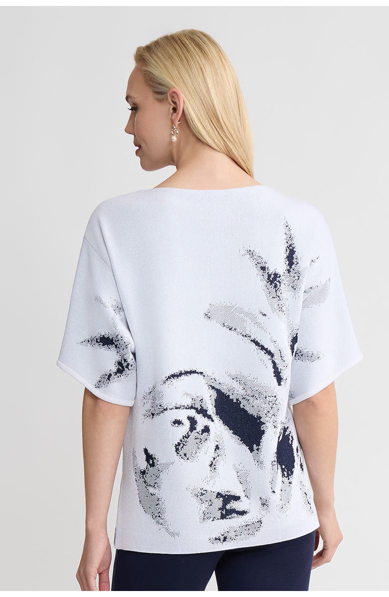 Ming Wang Abstract Print Soft Knit Tunic, Alternate, color, White/Indigo