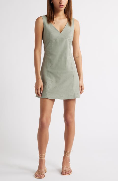 Sleeveless Linen Blend Minidress