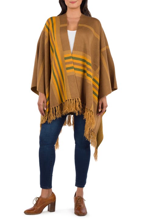 Stripe Tassel Trim Shawl