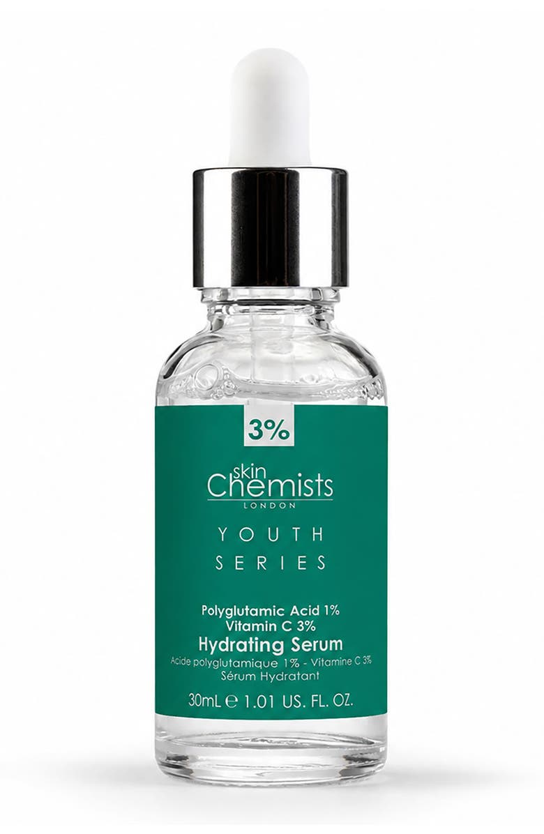SKINCHEMISTS Youth Series Hydrating Serum Polyglutamic Acid 1%, Vitamin C 3% 30ml for Brightening, Dark Spots, Alternate, color, White