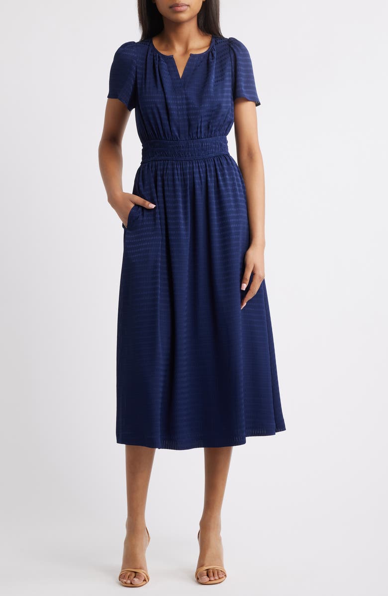 Anne Klein Patio Tonal Stripe Midi Dress, Main, color,