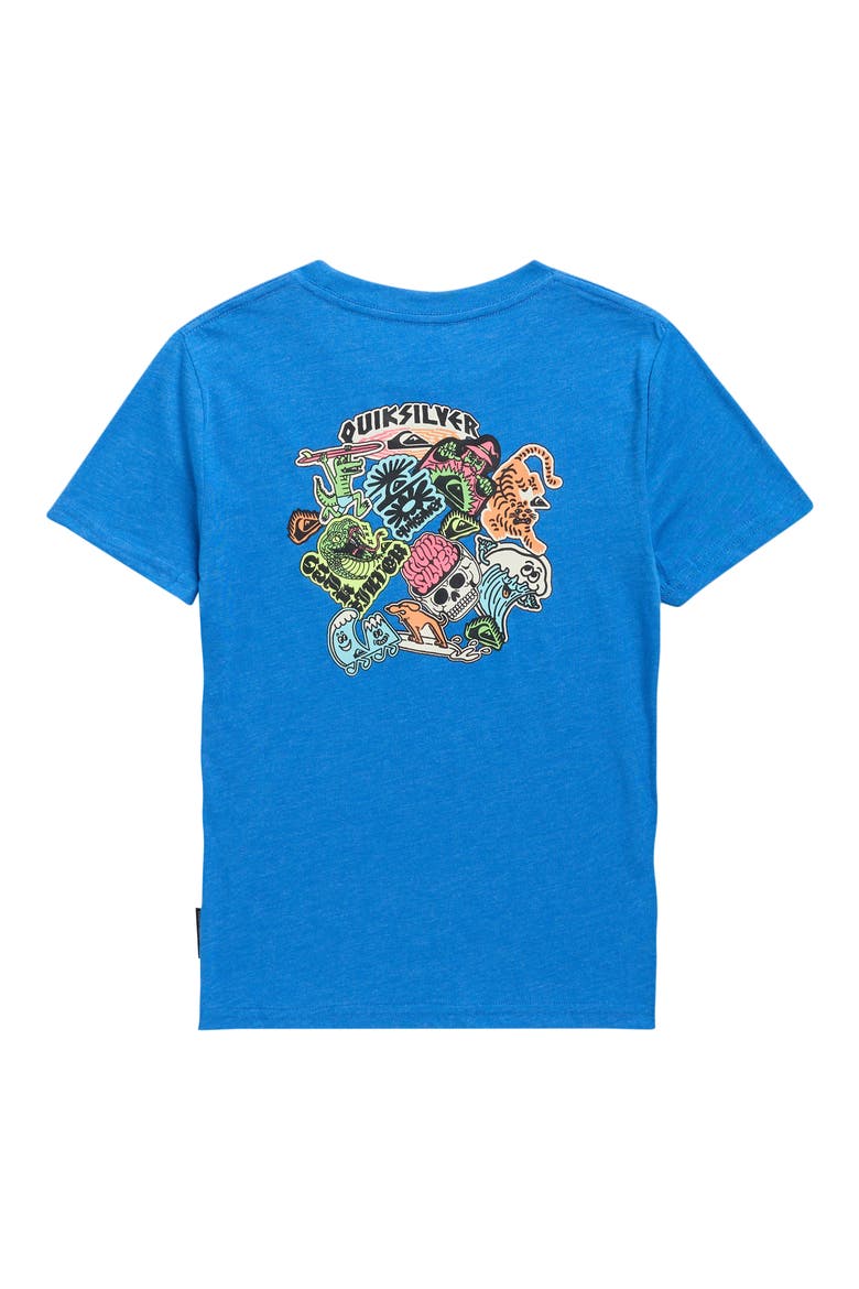 Kids' Sticker Graphic Cotton Blend T-Shirt, Alternate, color, NEBULAS BLUE HEATHER