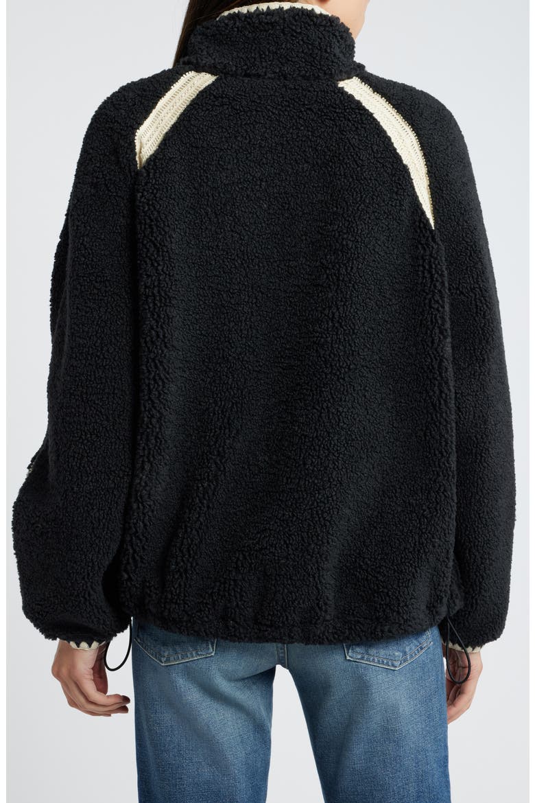 Nikia Open Stitch Detail Uggfluff Fleece Jacket, Alternate, color, BLK