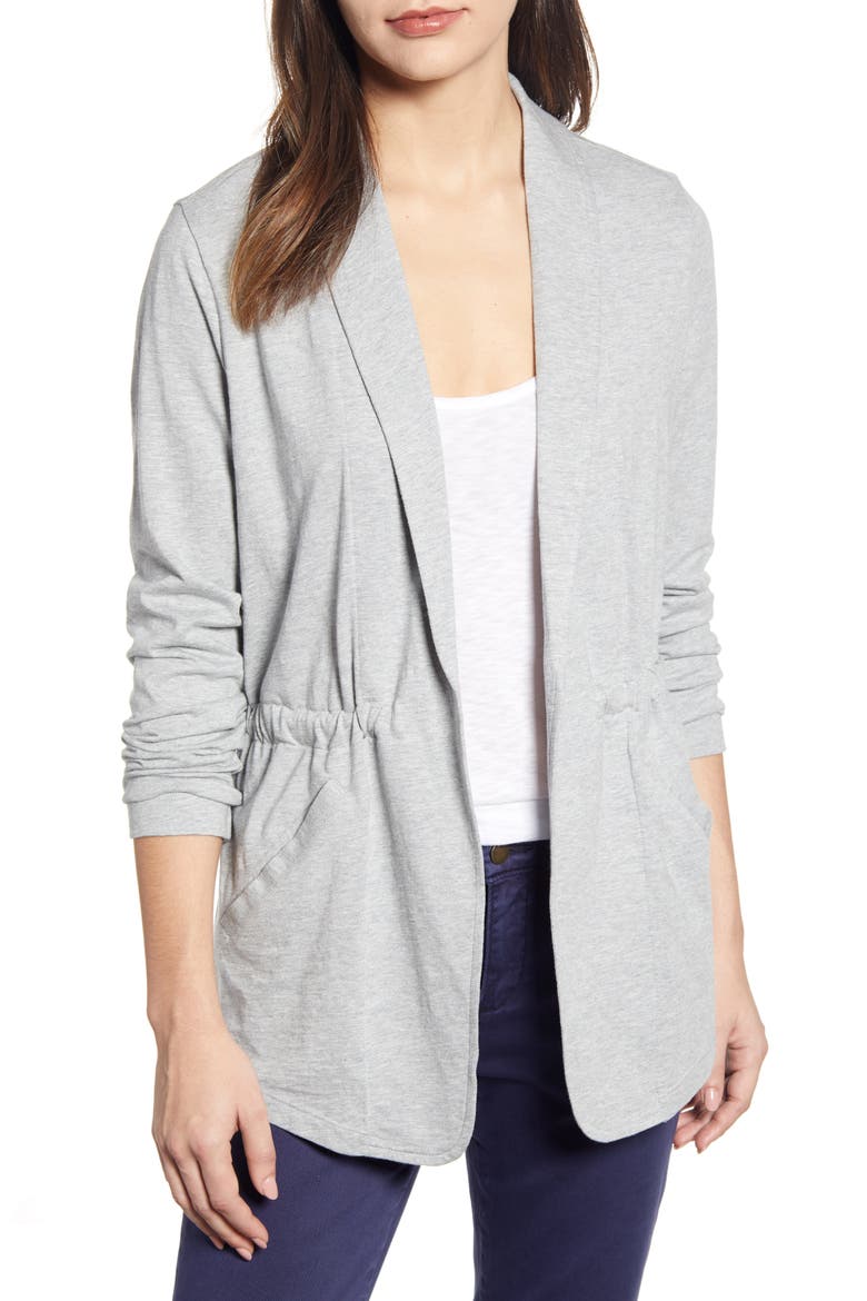 Cinch Waist Knit Jacket, Main, color, GREY HEATHER