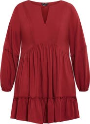 City Chic Mira Long Sleeve Tiered Minidress