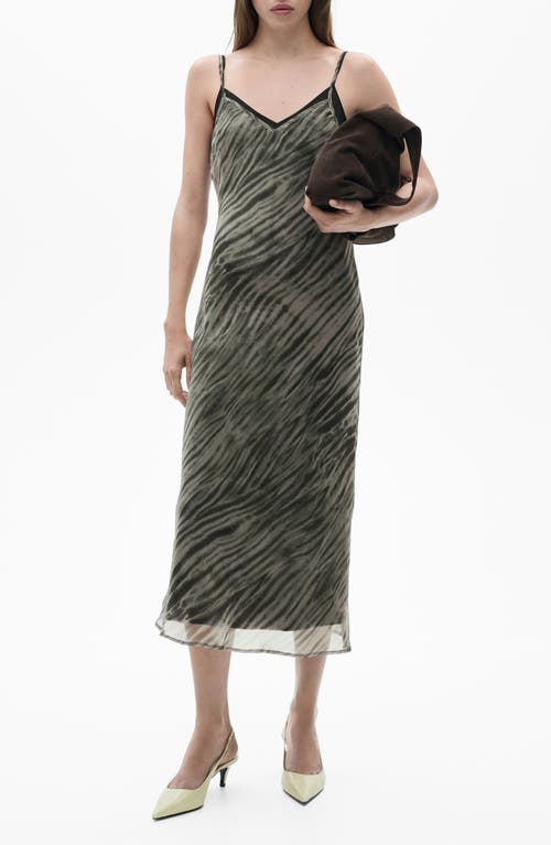 Shop Mango Print Double Strap Slipdress In Green